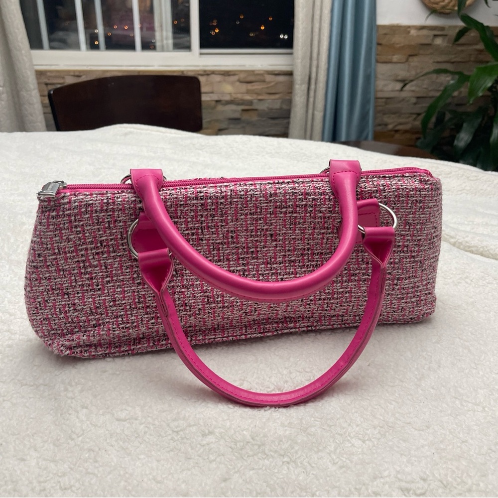 Wine pink clutch tweed design